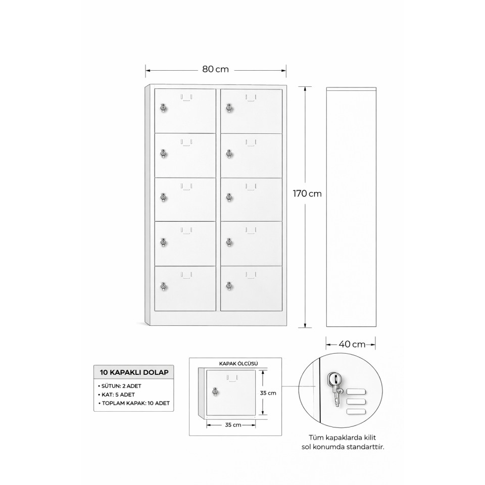 10 gozlu emanet dolabi ogretmen dolabi celik kilitli dolap