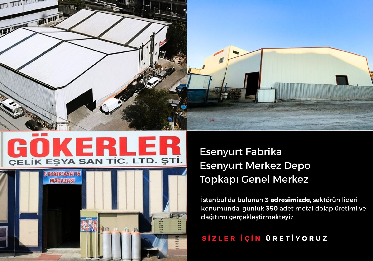Gökerler Çelik Eşya Sanayi ve Ticaret Limited Şirketi, 2008 yılından bu yana metal dolap, çelik eşya ve endüstriyel depolama çözümleri alanında üretim yapan köklü bir üretici firmadır.
