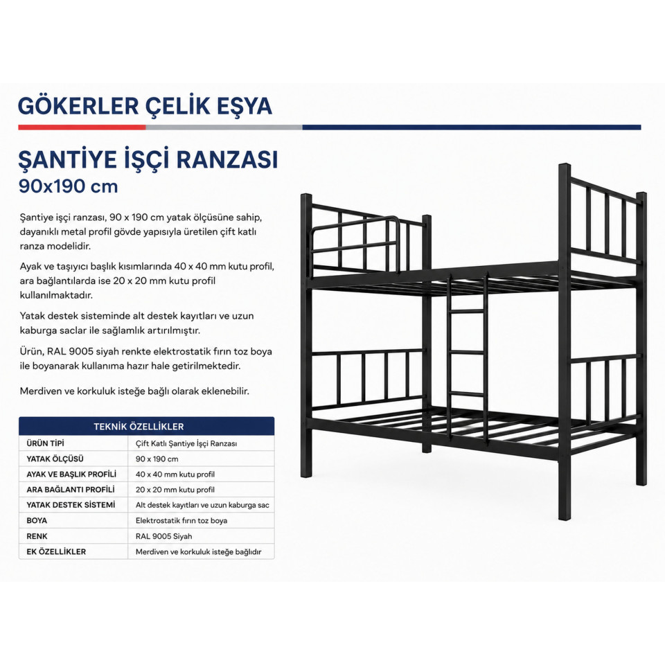 Şantiye Ranzası 90X190