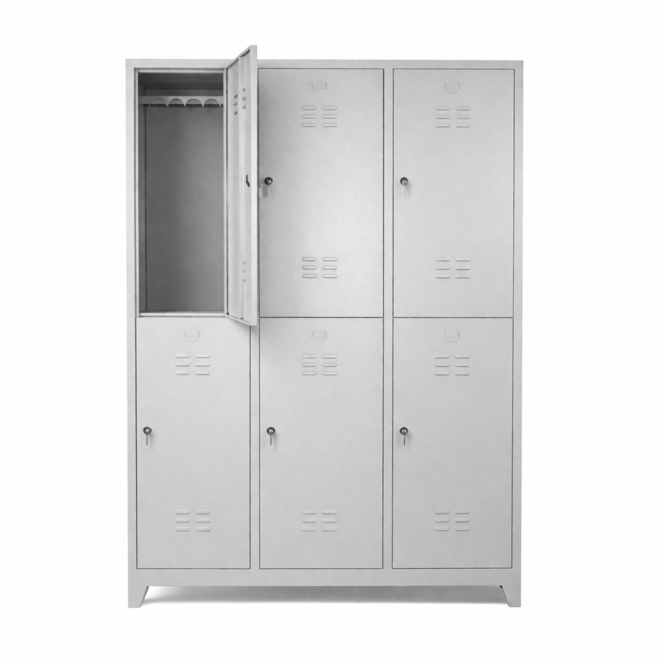 standart altılı soyunma dolabı 117 cm geniş çelik personel dolabı