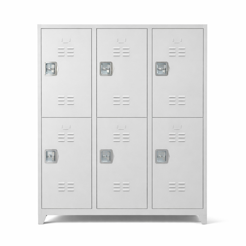 T Kol Kilitli 6 Gözlü Soyunma Dolabı – Yüksek Güvenlikli (117x40x200 cm)