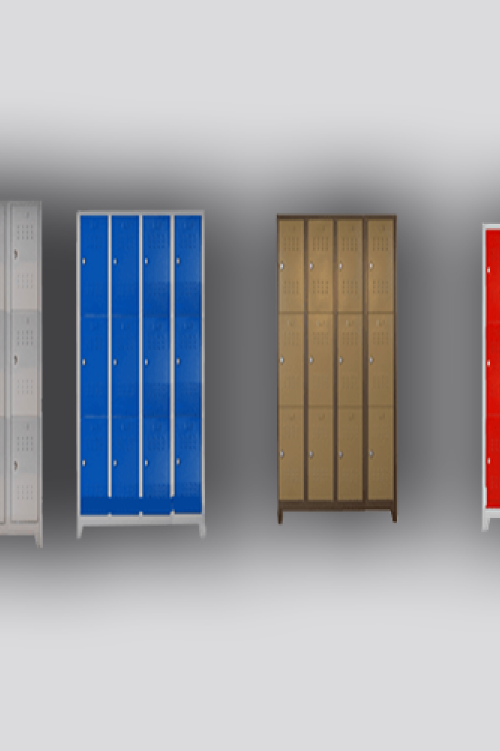 On ikili Personel Soyunma Dolabı Kırmızı-mavi-gri renk