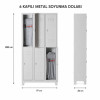 Spor salonu için 2 katlı 6 kapaklı çelik giyinme dolabı 97x36x200 cm önden görünüm