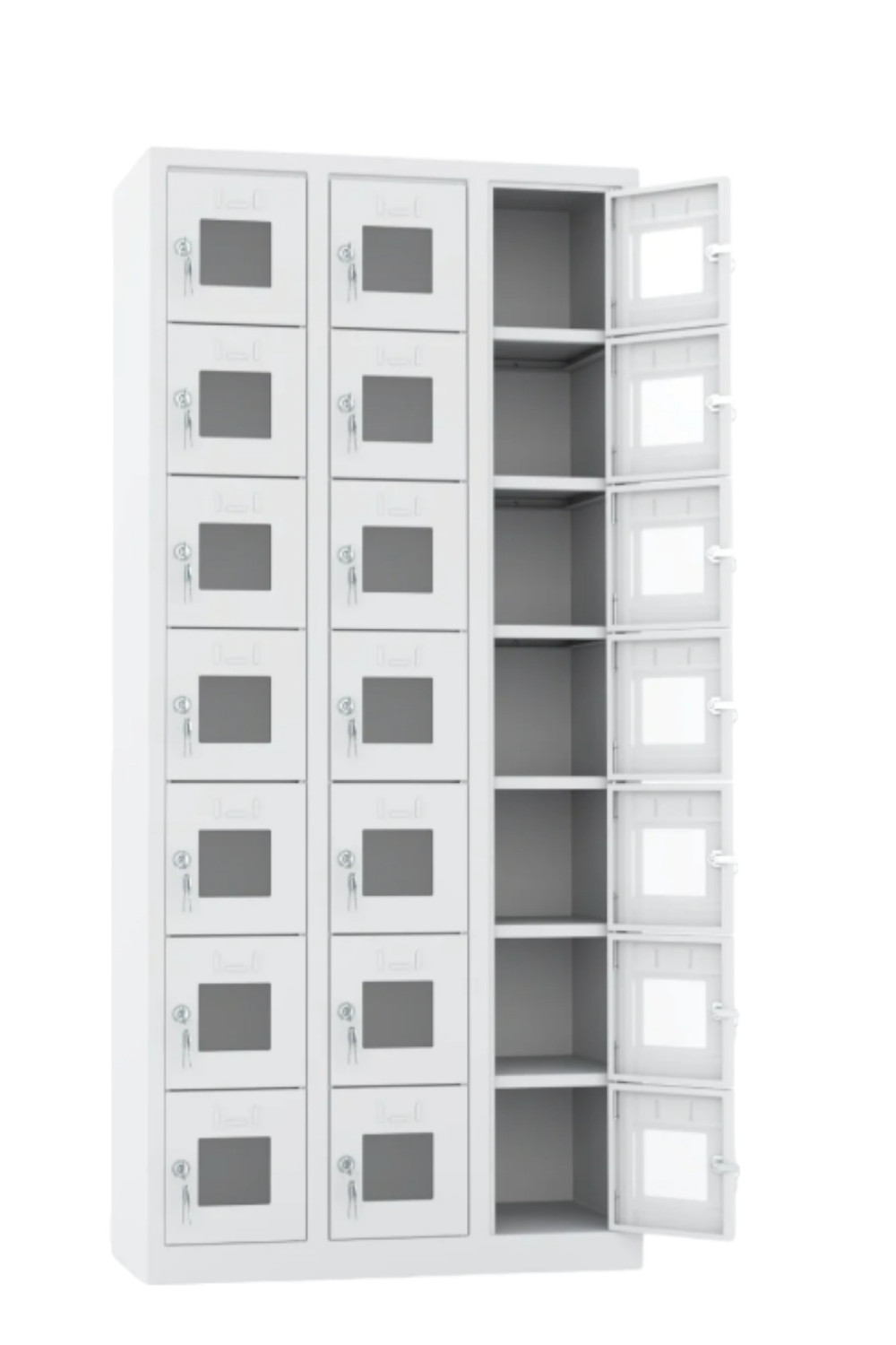 21 Gözlü Şeffaf Kapılı Emanet-Ayakkabı Dolabı