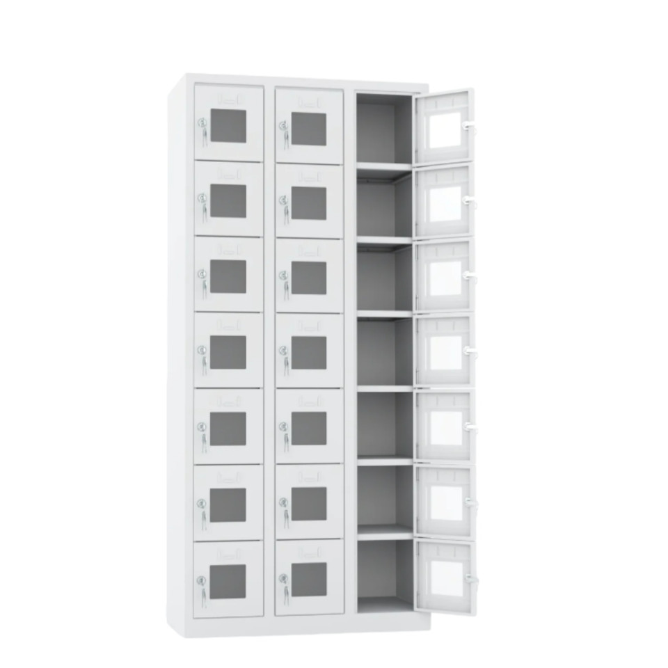 21 Gözlü Şeffaf Kapılı Emanet-Ayakkabı Dolabı