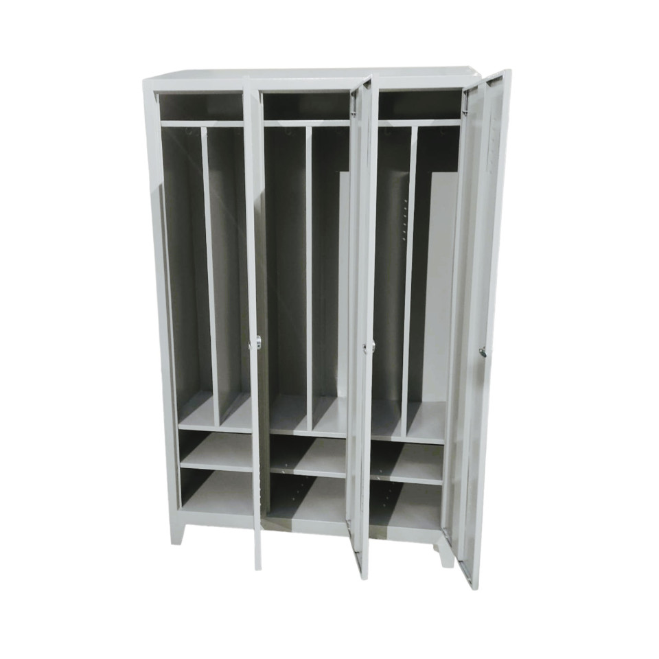 Üçlü Eğimli Kirli-Temiz Bölmeli Özel Personel Soyunma Dolabı