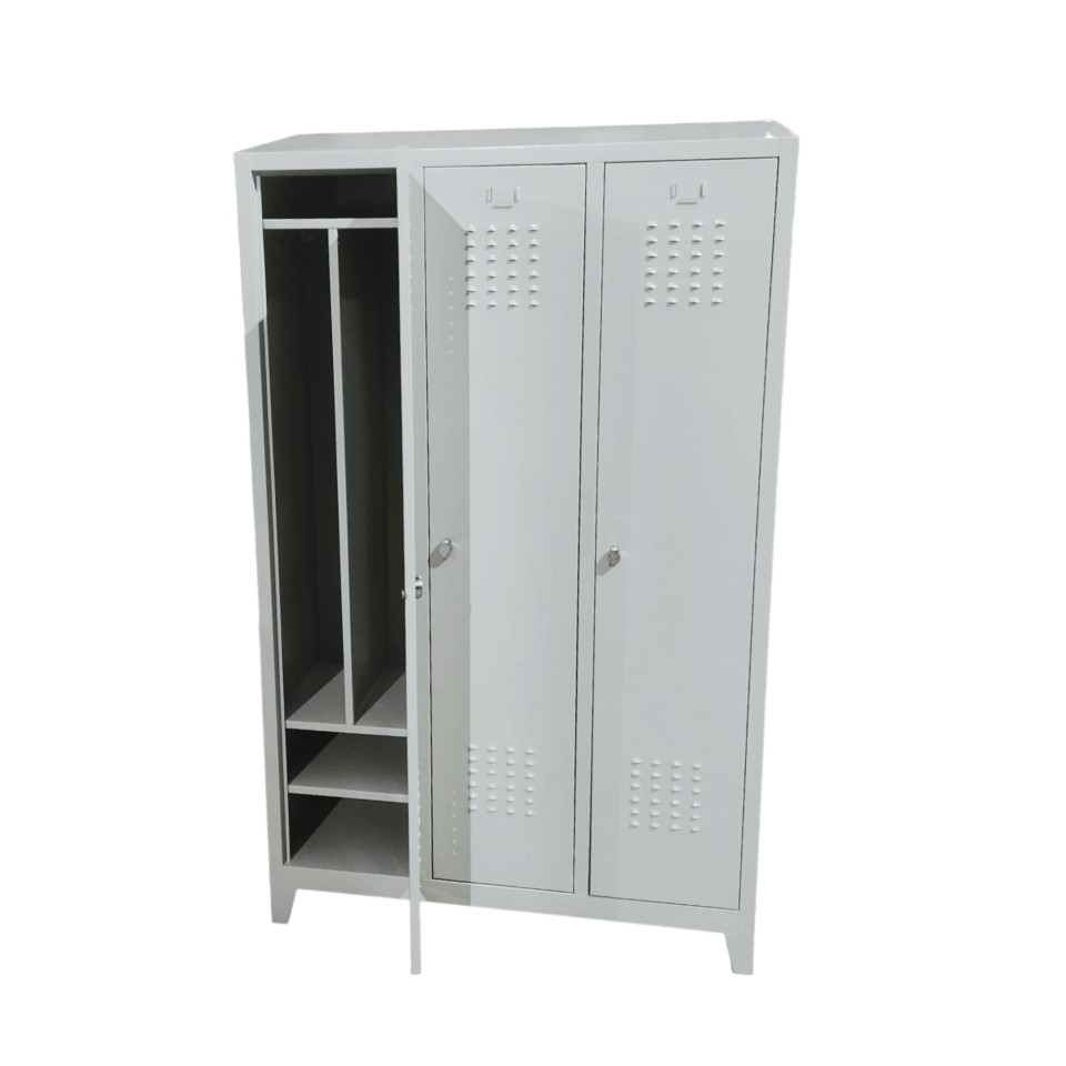 Üçlü Eğimli Kirli-Temiz Bölmeli Özel Personel Soyunma Dolabı