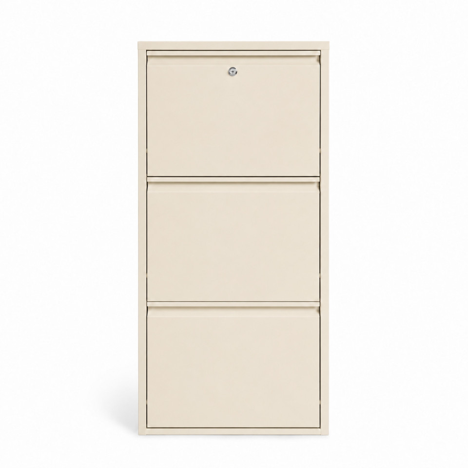 3'lü Kilitli Metal Ayakkabılık 50x15x103 cm Krem