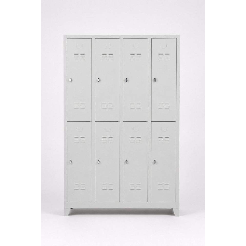 8'li soyunma dolabı 128x36x200 cm sekizli çelik personel dolabı önden görünüm