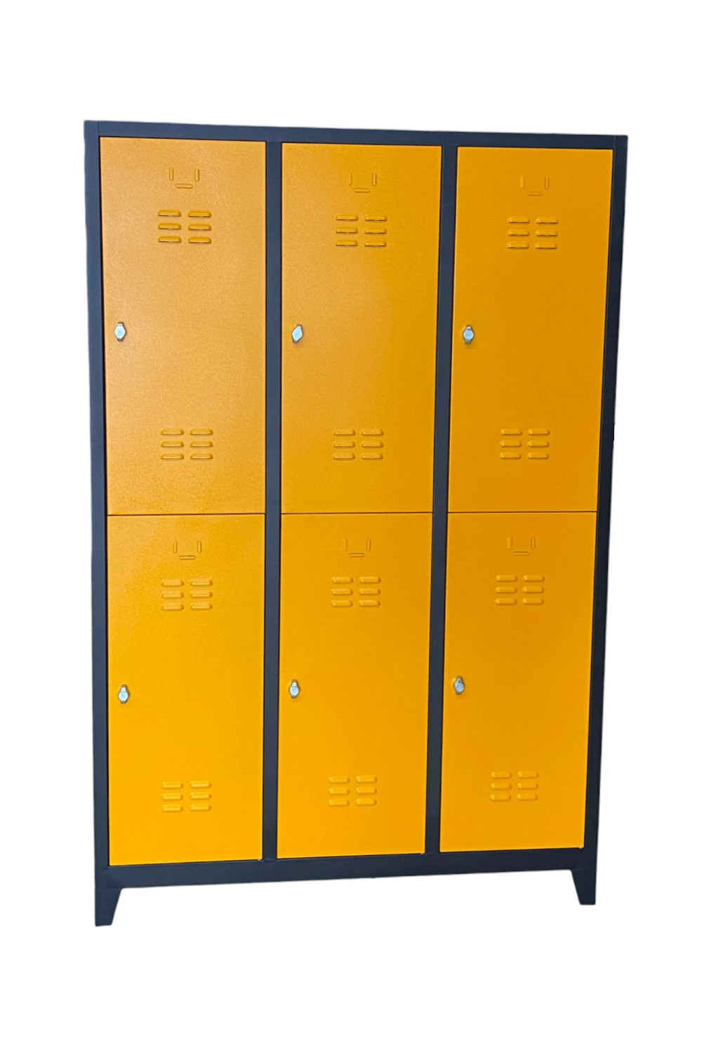 Geniş 6 Kapaklı Çelik Soyunma Dolabı (Sarı-Siyah)