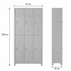 Ayakkabılık bölmeli 6 kapaklı çelik personel dolabı 97x36x200 cm önden görünüm