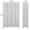 Boy kapaklı 4 kişilik metal askılıklı soyunma dolabı 112x40x185 cm önden görünüm