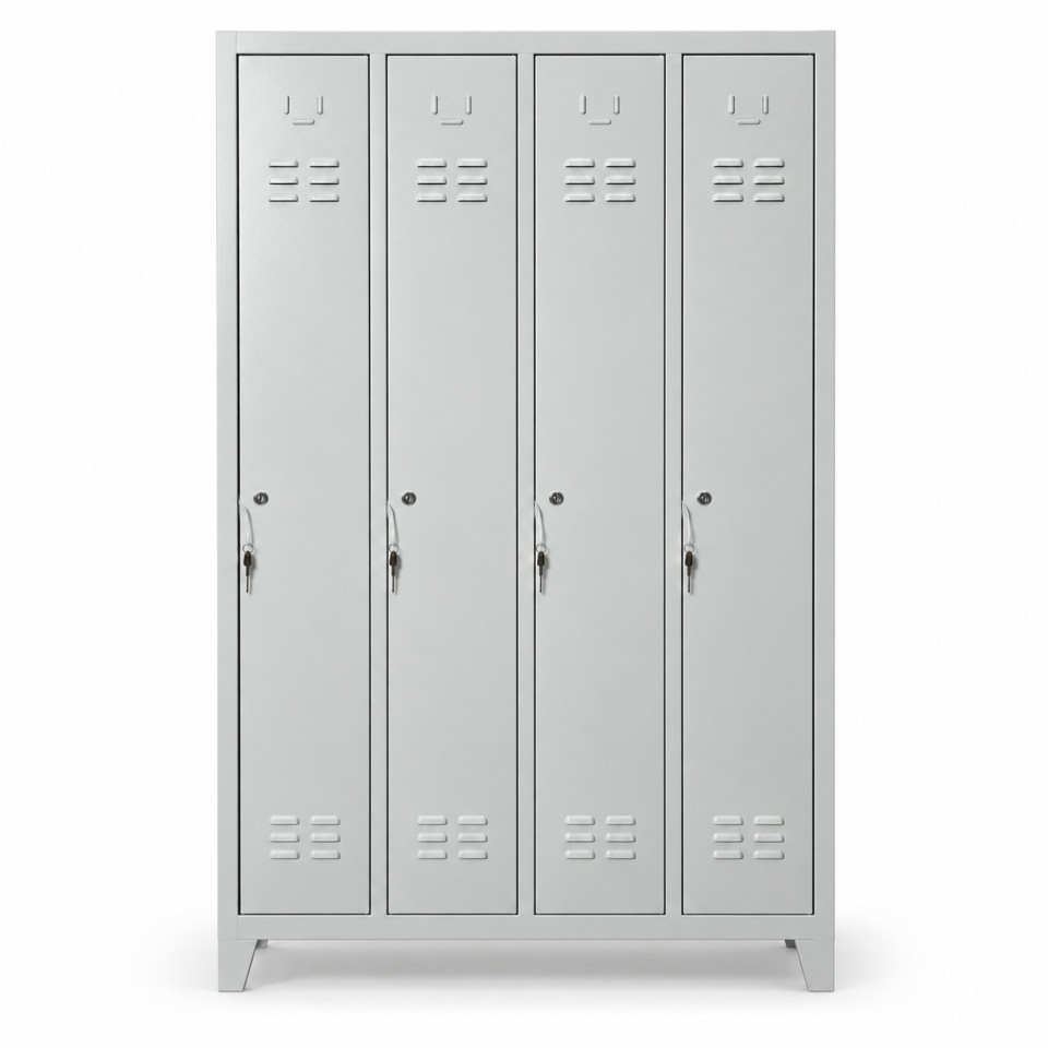 Boy kapaklı 4 kişilik metal askılıklı soyunma dolabı 112x40x185 cm önden görünüm