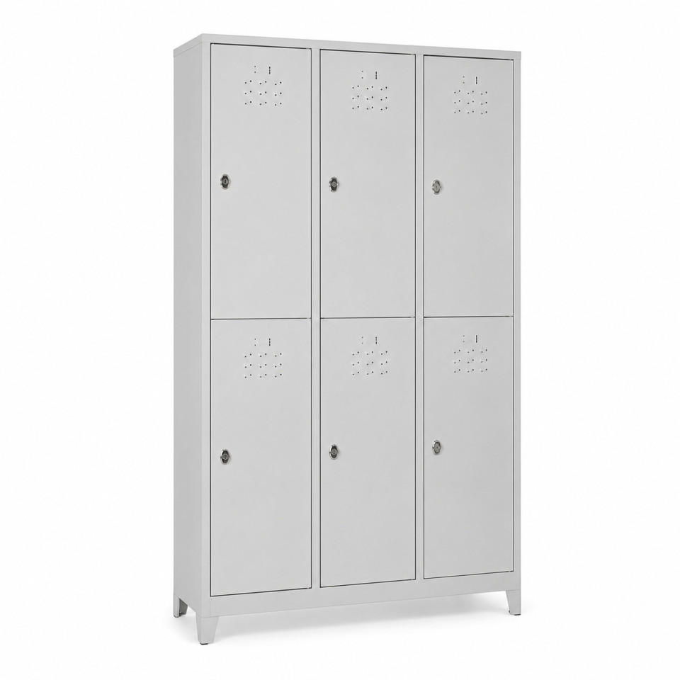 Dar alanlar için 6 gözlü kompakt soyunma dolabı 97x36x200 cm önden görünüm