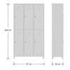 Dar alanlar için 6 gözlü kompakt soyunma dolabı 97x36x200 cm önden görünüm