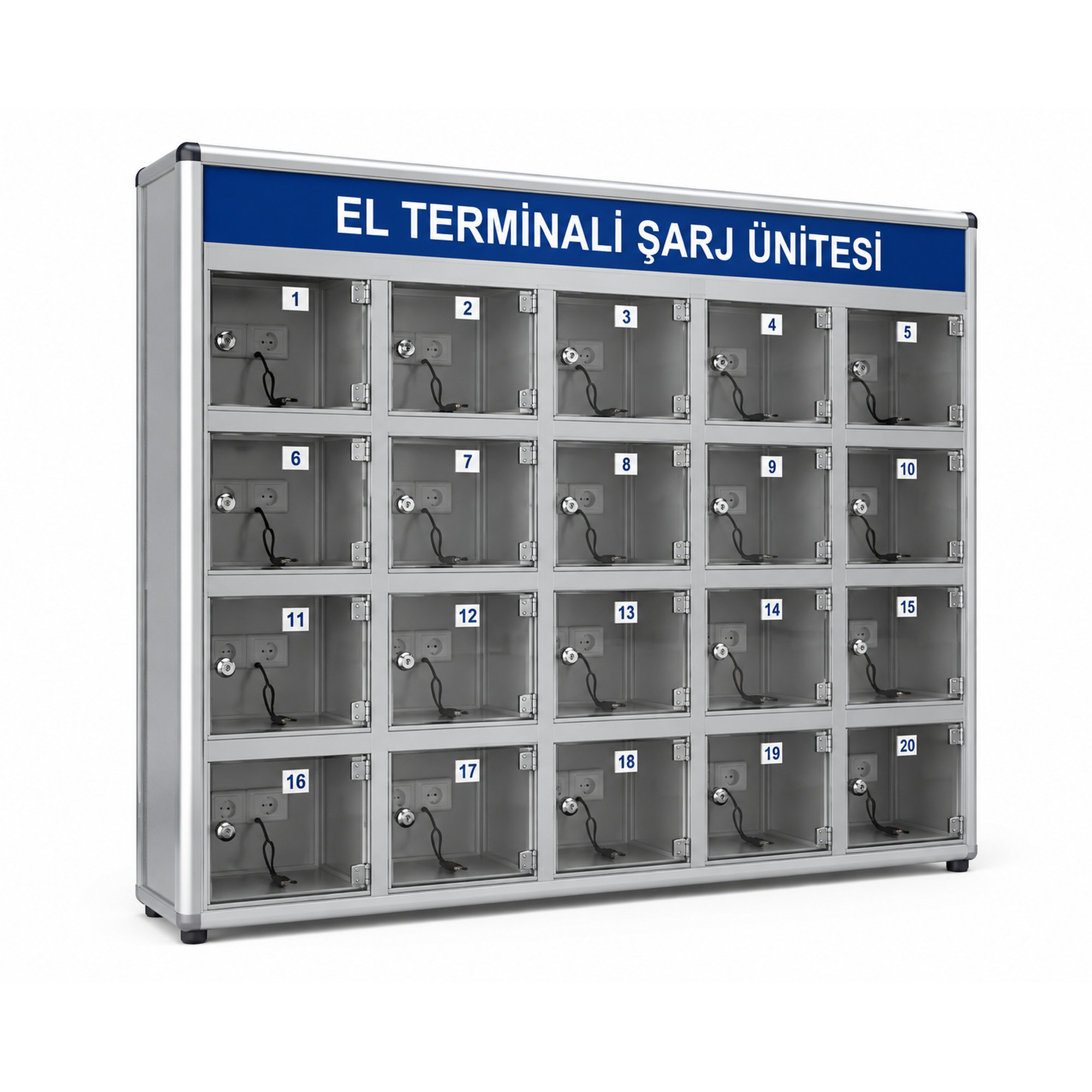 El Terminali Şarj Dolabı - Kilitli Alüminyum Şarj Ünitesi