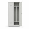Tek renk gri kirli temiz bölmeli personel dolabı komple RAL 7035, 80x40x185 cm önden görünüm