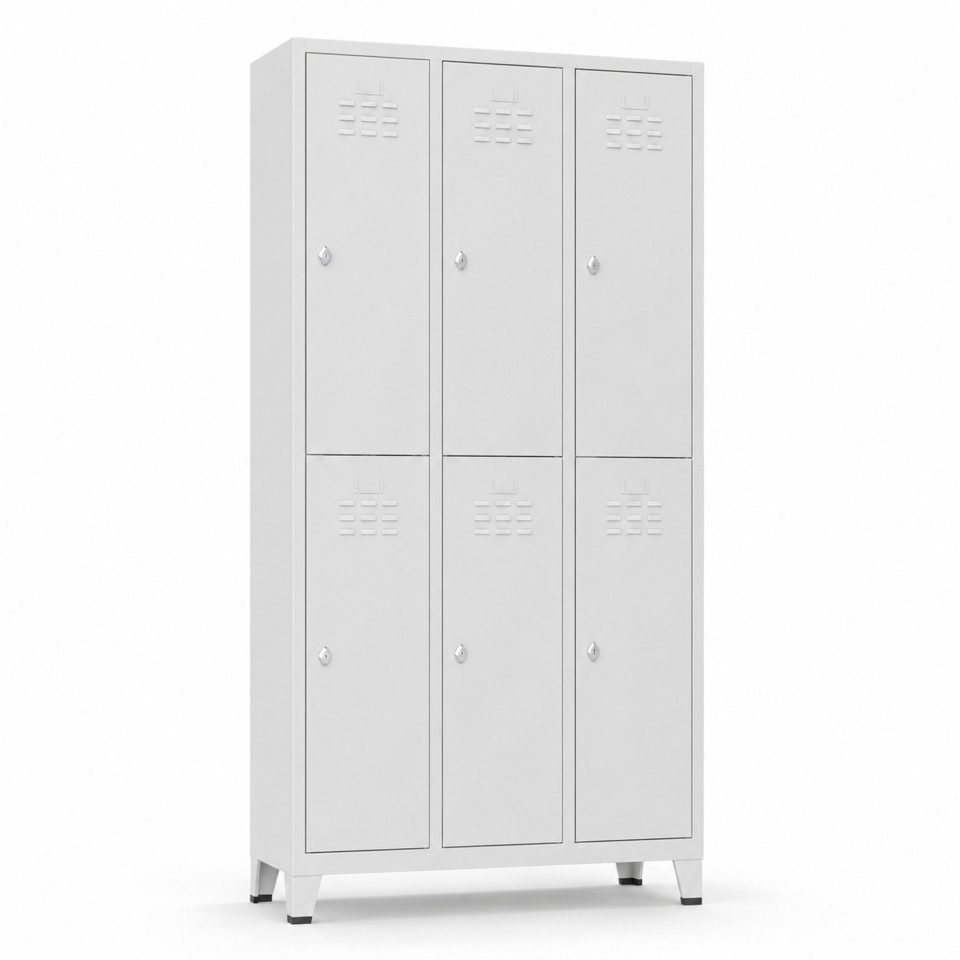 Havalandırmalı 6 kapaklı işçi eşya dolabı 97x36x200 cm önden görünüm