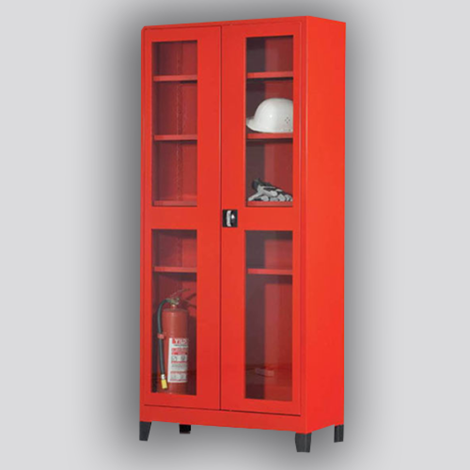 Kırmızı Camlı 198’lik Dosya Dolabı