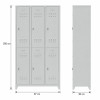 RAL 7035 gri 6 kapaklı metal soyunma dolabı 97x36x200 cm önden görünüm