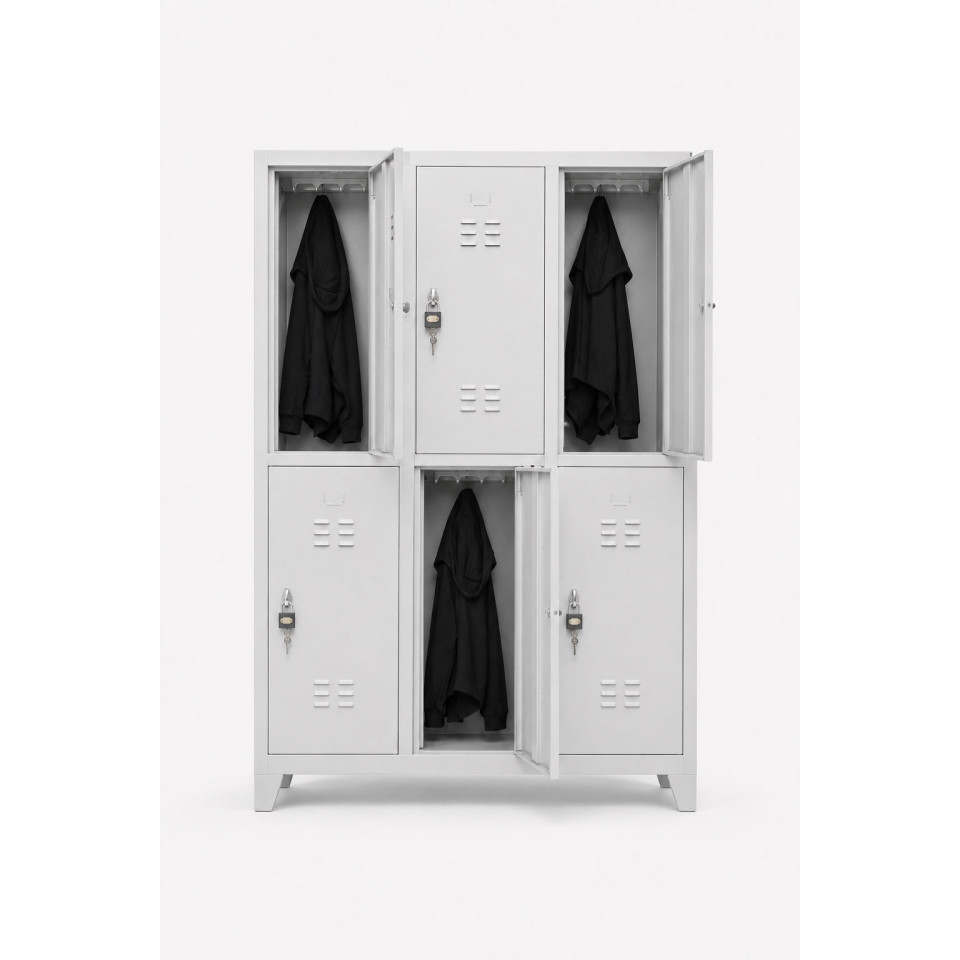 standart altılı soyunma dolabı 117 cm geniş çelik personel dolabı