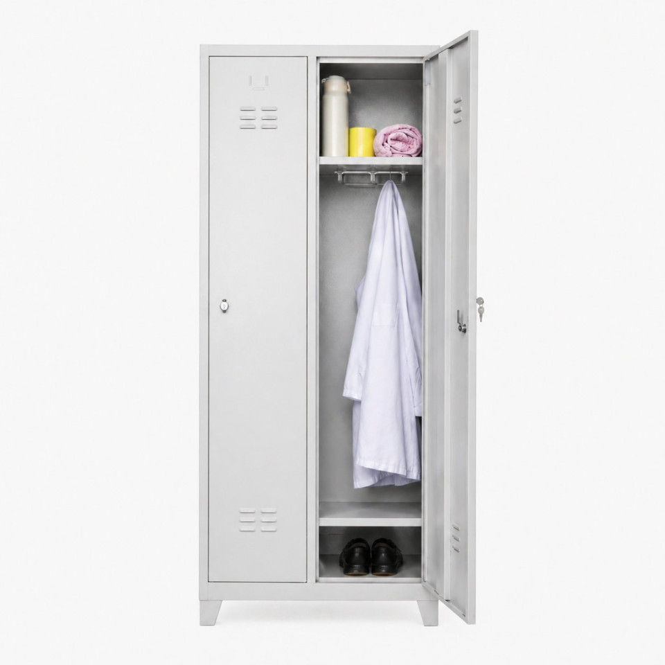 Standart ikili soyunma dolabı 80x40x185 cm metal personel dolabı