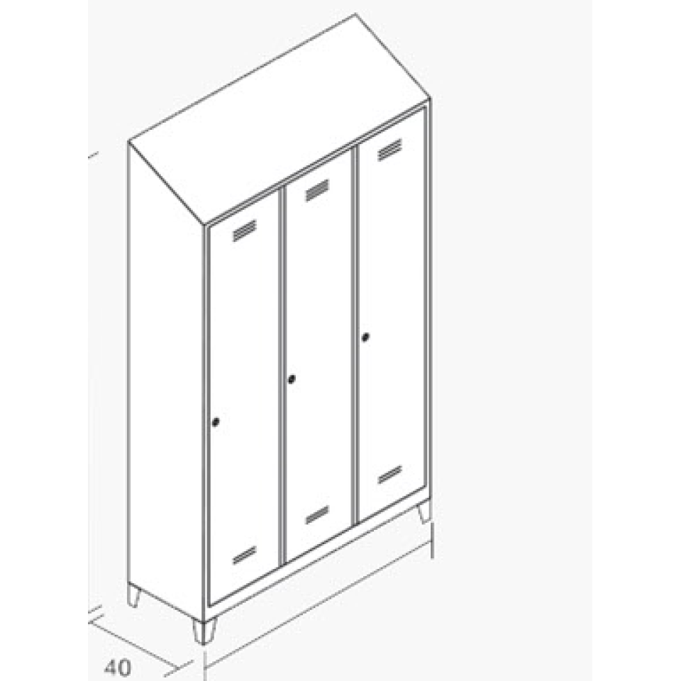 Çatılı Üçlü Soyunma Dolabı